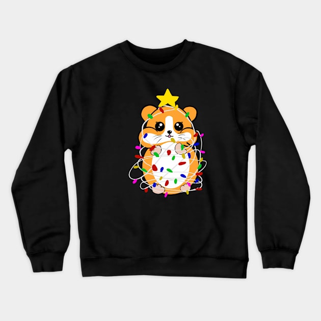 Hamster in Christmas lights and star Crewneck Sweatshirt by Mermaidssparkle